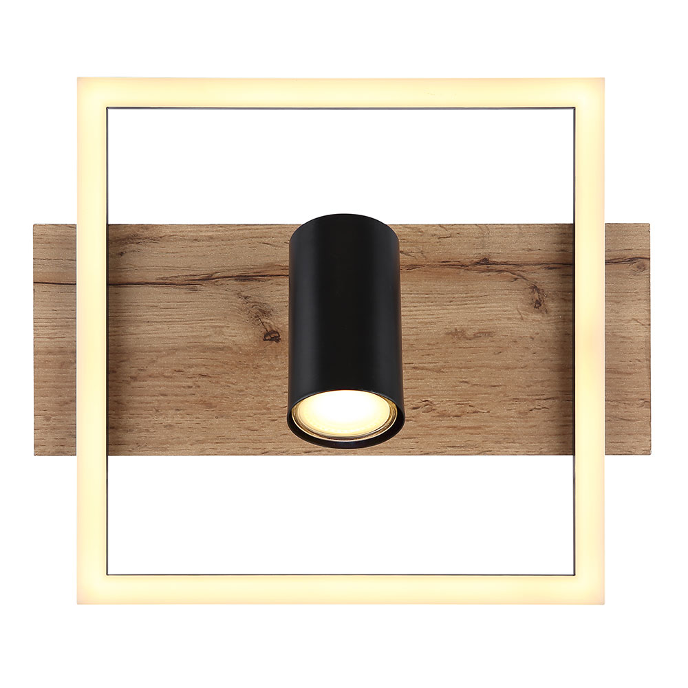 Deckenleuchte Spot Deckenlampe Backlight Wohnzimmerleuchte Holzlampe  verstellbar, 1x LED, 1x GU10, LxBxH 32x27x15 cm | ETC Shop