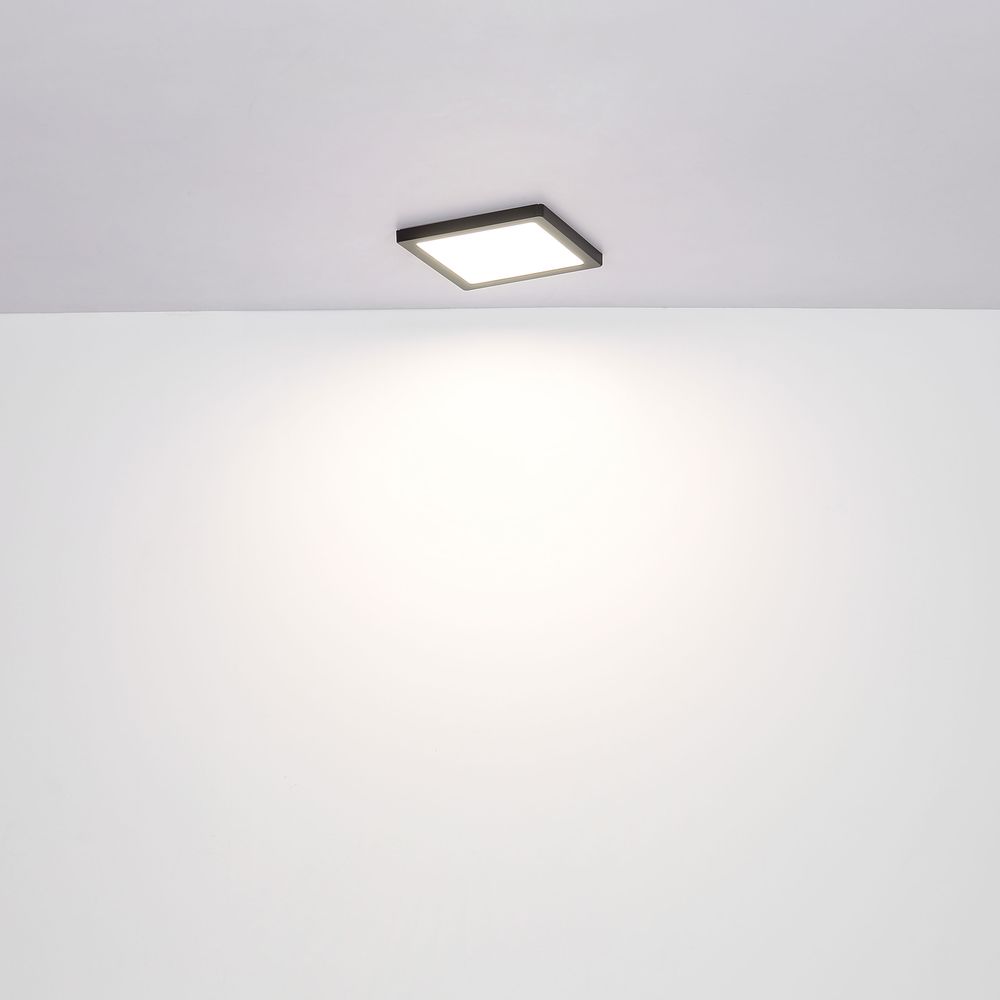 Deckenleuchte Wohnzimmerlampe Deckenpanel, Quadratische Deckenlampe,  Modern, schwarz opal, 1x LED 24W 2000lm 3000K-6500K, LxBxH 29,1x29,1x1,7 cm  | ETC Shop