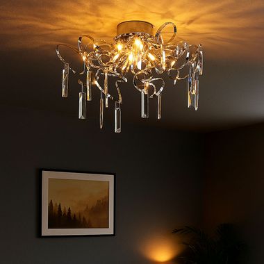 Lampada da soffitto, cromo, vetro, trasparente, P 50 cm