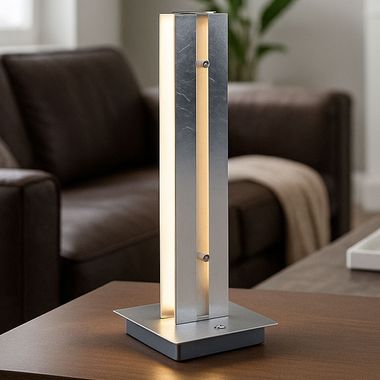 Lampe à poser LED, aluminium, verre, variateur tactile, H 37 cm