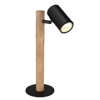Tafellamp, metaal, hout, beweegbare spot, H 35 cm