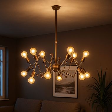 Hängeleuchte, 12 Flammig, Spots beweglich, braun, D 95 cm