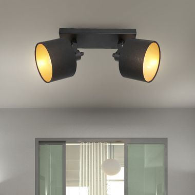 Ceiling light, movable spotlight, metal, black gold