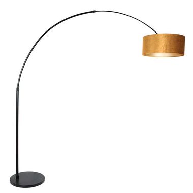Bogenstehleuchte, Textil gold, Höhenverstellbar, H 210 cm