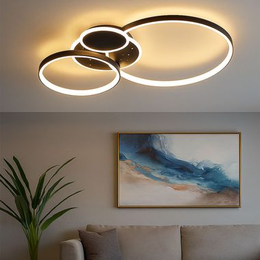 Lampa sufitowa LED, pierścieniowa, ściemniana, czarna, L 54 cm