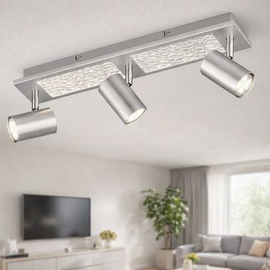 Lampa sufitowa, metal, srebrny, ruchome reflektory, dł. 55,5 cm