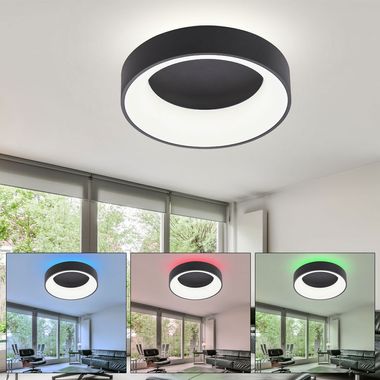 RGB LED Deckenlampe schwarz, dimmbar, Fernbedienung, CAMARON
