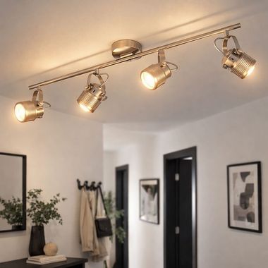 Plafoniera, 4 fiamme, faretti mobili, L 74,5 cm