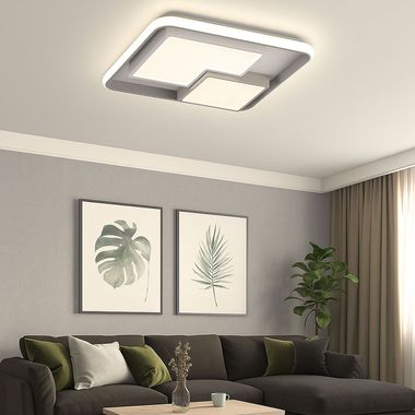 LED Deckenleuchte, grau weiß, 3 Stufen Dimmer, L 50 cm