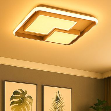 Plafonnier LED, gris blanc, variateur 3 niveaux, L 50 cm