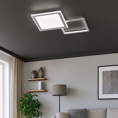 Lampa sufitowa LED, aluminium, pilot, ściemniacz, L 51 cm