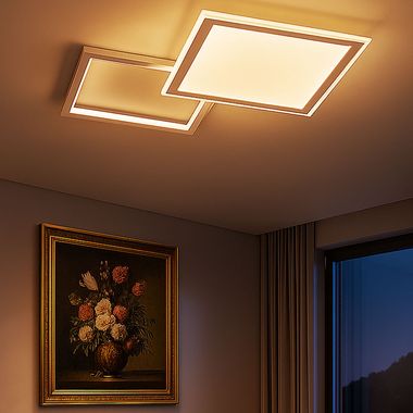 LED plafondlamp, aluminium, afstandsbediening, dimmer, L 51 cm