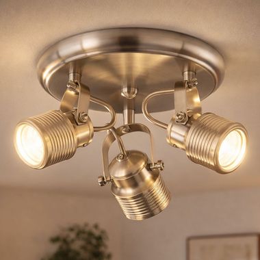 Plafonnier, 3 flammes, nickel mat, mobile, D 25 cm