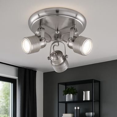 Ceiling lamp, 3 flames, matt nickel, moveable, D 25 cm