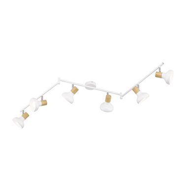 Lampada da soffitto, metallo, aspetto legno, bianco, faretti orientabili