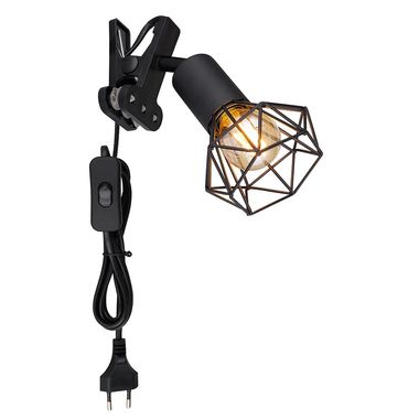 Lampada a morsetto, nera, gabbiaparalume, H 18 cm