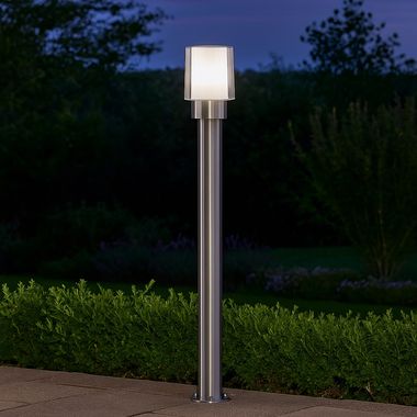 Lampada da terra, acciaio inossidabile, argento, bianco, H 80 cm