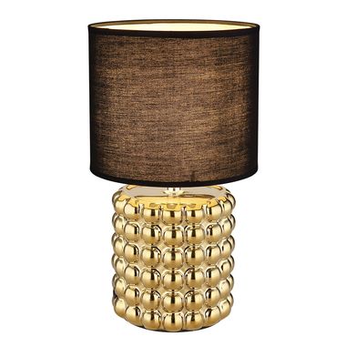 Tafellamp, keramiek textiel goud, zwart, H 33 cm