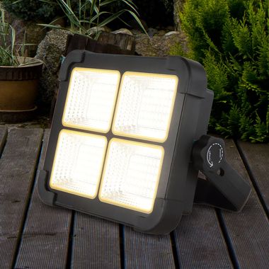 LED solarlamp, spot, IP44, zwart, dimbaar, H 14,5cm
