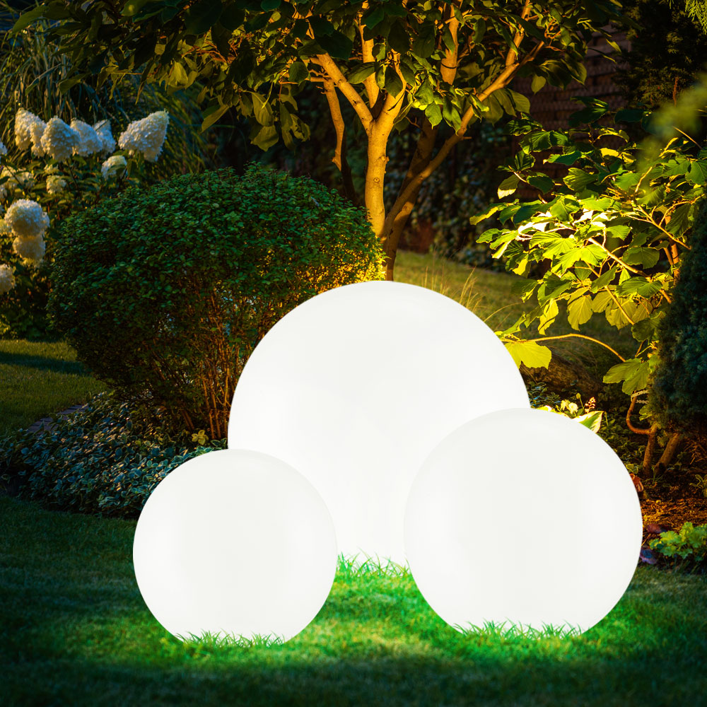 3er Set LED Solarleuchten Au enlampe Kugel Wei Silber ETC Shop