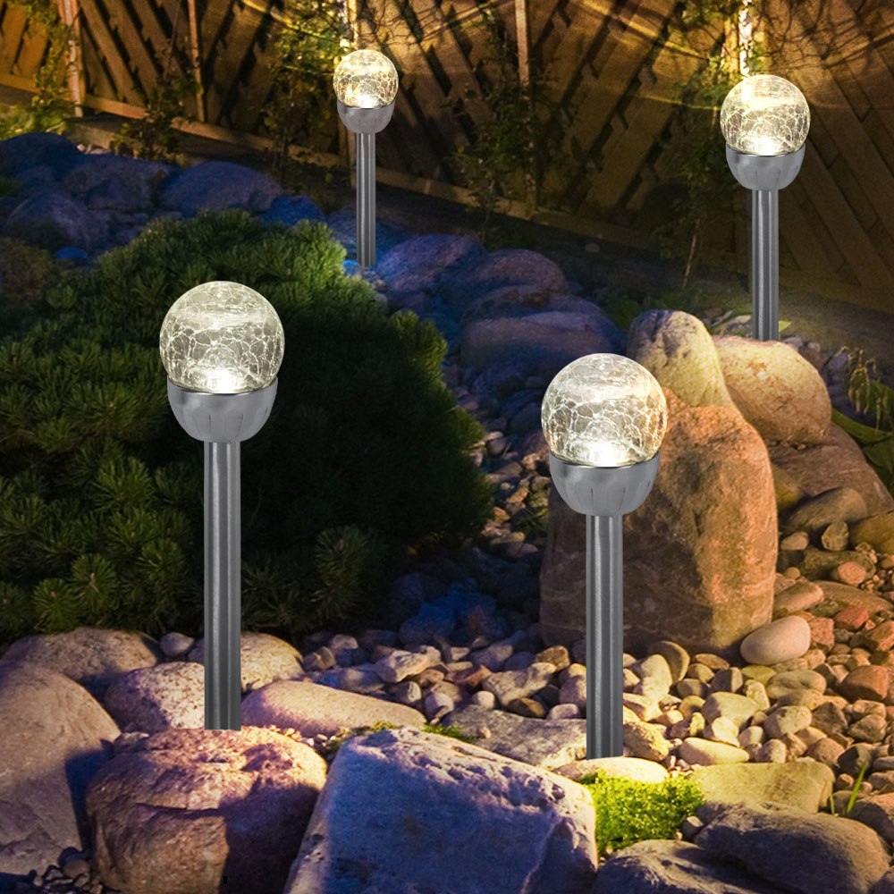 Decorazione Da Giardino A LED, Luci Solari, Segnapasso, Design A Sfera, Luce Esterna, Picchetto