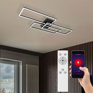Smart LED Deckenleuchte, dimmbar, Fernbedienung, L 90 cm