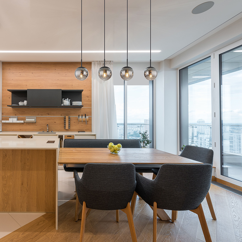 Pendant light hanging lamp dining table lamp ceiling light living room lamp kitchen light star effect metal glass smoke colored black 4 flames E27 H 120 cm ETC Shop lamps furniture technology