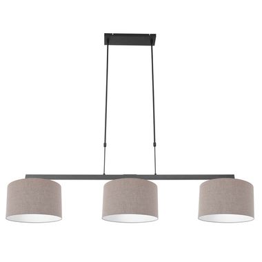 Hanging lamp, 3-bulb, black, brown, L 120 cm