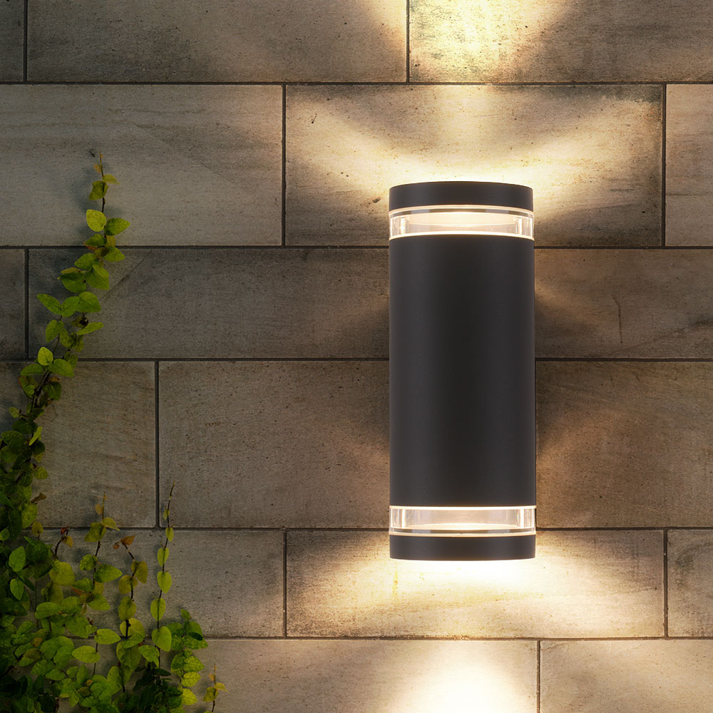 Outdoor light wall lamp facade lamp Up Down wall light house wall,  anthracite, 2x GU10, LxH 10.4x23.3 cm, ETC Shop: lamps, furniture,  technology, household. All from one source.