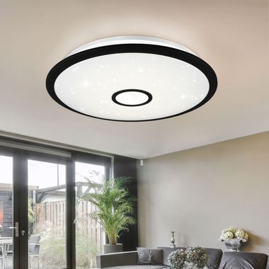 LED ceiling lamp, star effect, dimmable, matt black, CCT