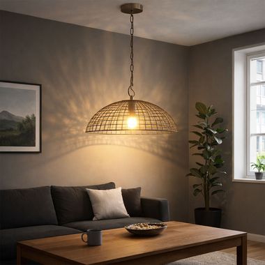 Pendelleuchte, Gitteroptik, Metall, Industriell, H 85cm