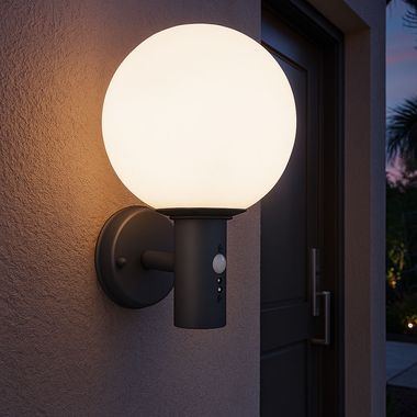 LED Wandleuchte, Bewegungssensor, Glas Alu, Anthrazit, IP44