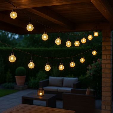 LED solar light chain of lights battery black weatherproof 2700K