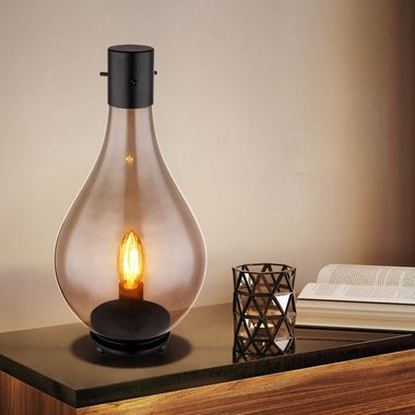 Table lamp, smoked glass, black, H 35 cm