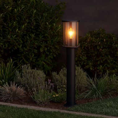Lampadaire extérieur, métal, noir, résistant aux intempéries, H 60 cm