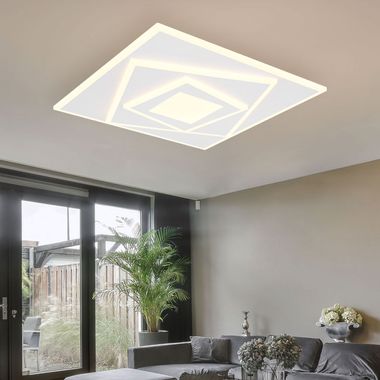 LED ceiling light, metal, white, 40x40 cm