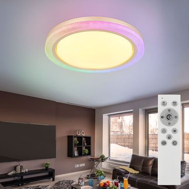 Plafoniera LED, cambia colore RGB, dimmerabile, D 50,5 cm