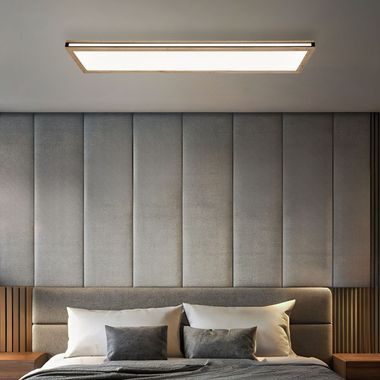 Plafonnier LED, aspect bois, 3 modes d'éclairage, L 120 cm