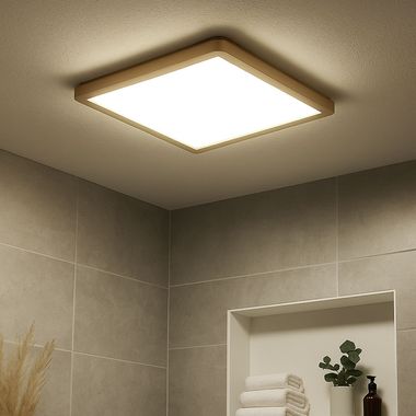 LED Deckenleuchte, Messing, IP44, 3 Lichtstufen, 42x42 cm