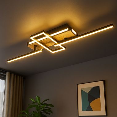 LED Deckenleuchte, Holzoptik, Dreh-Schwenkbar, L 68 cm