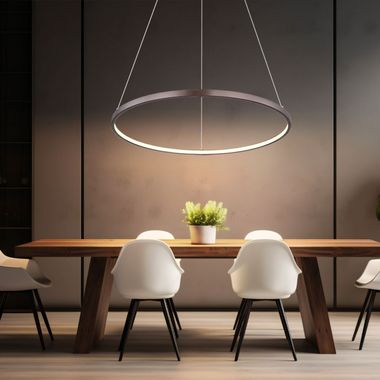 LED Hängeleuchte, kaffeefarben, Höhenverstellbar, D 60,5 cm