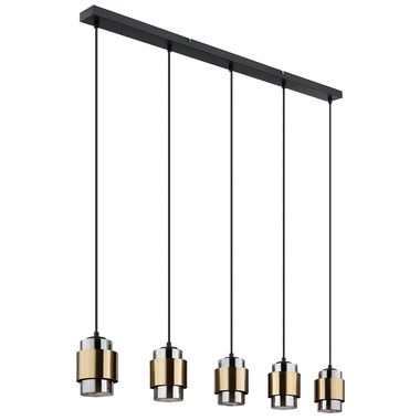 Hanglamp, metaal, rookglas, 5 vlammen, L 105 cm