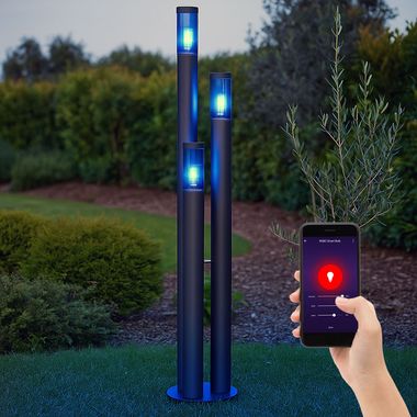 [Paket] RGB LED Stehleuchte, Edelstahl, anthrazit rauch, H 170 cm