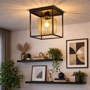 Plafondlamp, metaal, Schwaz, goud, L 23 cm