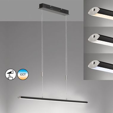 LED Hängelampe, schwarz, dimmbar, höhenverstellbar, H 150 cm