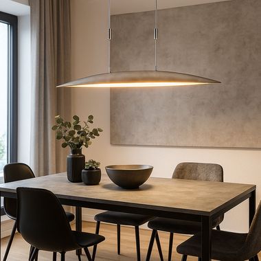 LED Hängelampe, silber, dimmbar, höhenverstellbar, H 165 cm