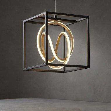 LED Hängelampe, schwarz gold, dimmbar, Fernbedienung, H 150 cm