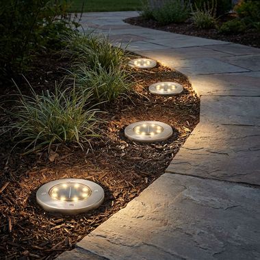 4x LED solarlamp vloerlamp, roestvrij staal, zilver, D 11,5cm