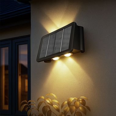 [Paket] LED Wandlampe Solarleuchte, Akku, IP54, schwarz, L 17 cm
