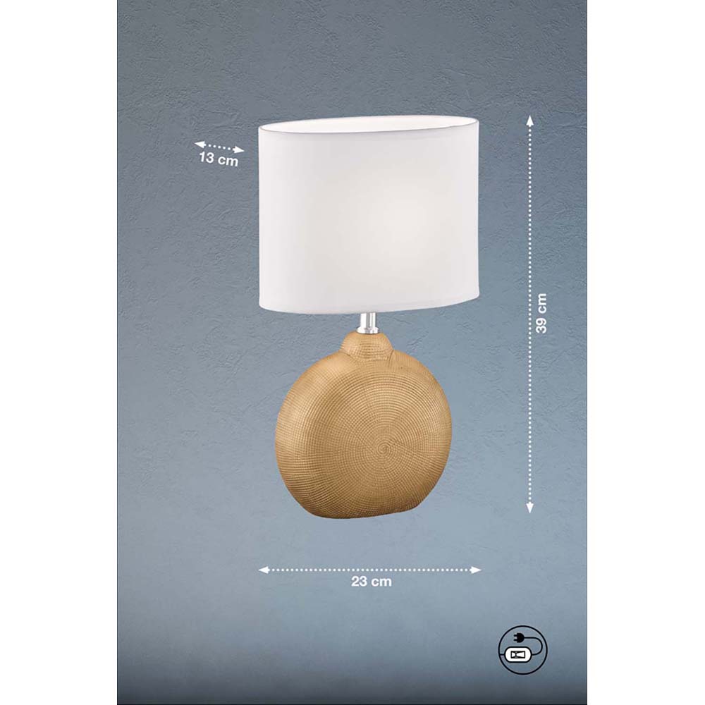 Beistellleuchte E14 weiß Textil Nachttischlampe ETC Shop Keramik gold | Tischleuchte
